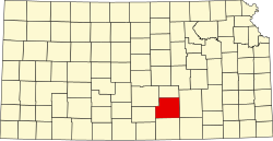 Map of Kansas highlighting Sedgwick County